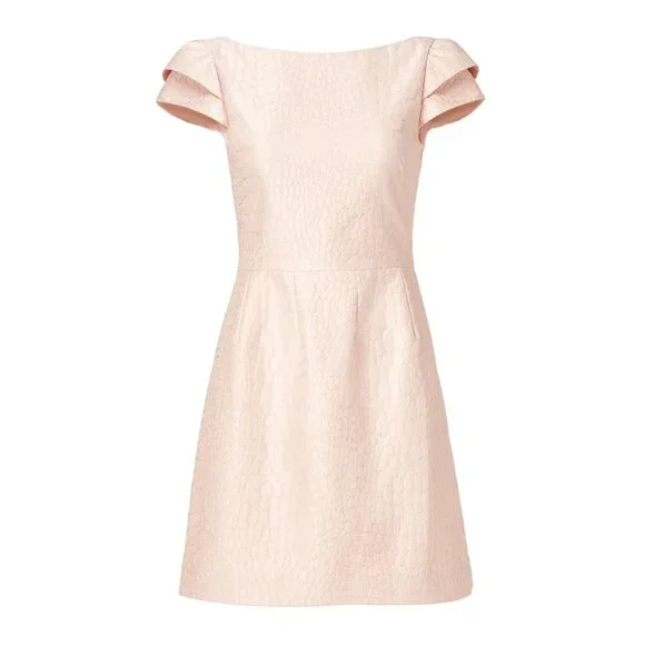 HALSTON Heritage Blush Pink Jacquard Dress w/ Cap Sleeves - Size 4 - Picture 1 of 10